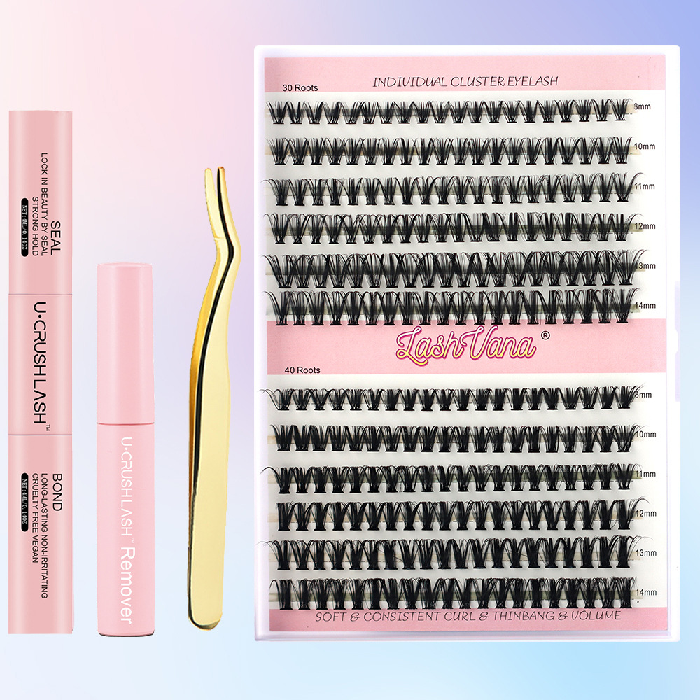 DIY Eyelash Extension Kit - 240pcs Cluster Lash with Bond &amp; Seal